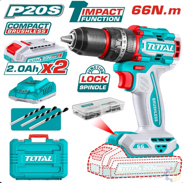 شنيور بطارية دقاق  20 فولت 66 نيوتن 2 بطارية TiDLi20668 توتال