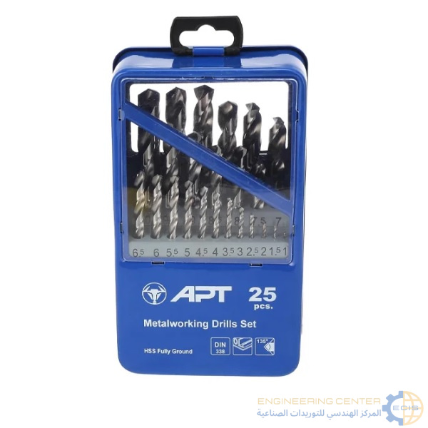 طقم بنط حدادي بيضاء 25 قطعة من 13/1مم علبة صاج APT