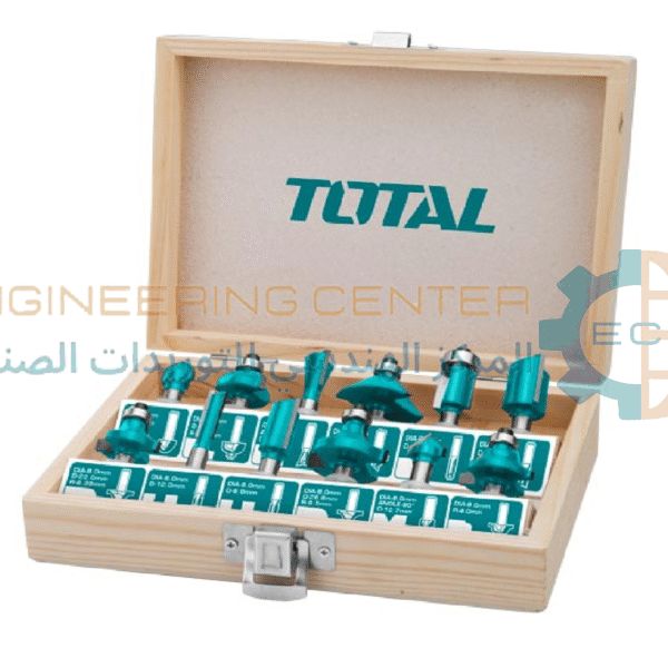 طقم بنط روتر 6 مم 12قطعة علبة خشب توتال