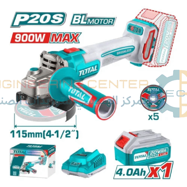 صاروخ بطارية 4.5 بوصة 20 فولت 1 بطارية 4 امبير + شاحن + اسطوانات توتال