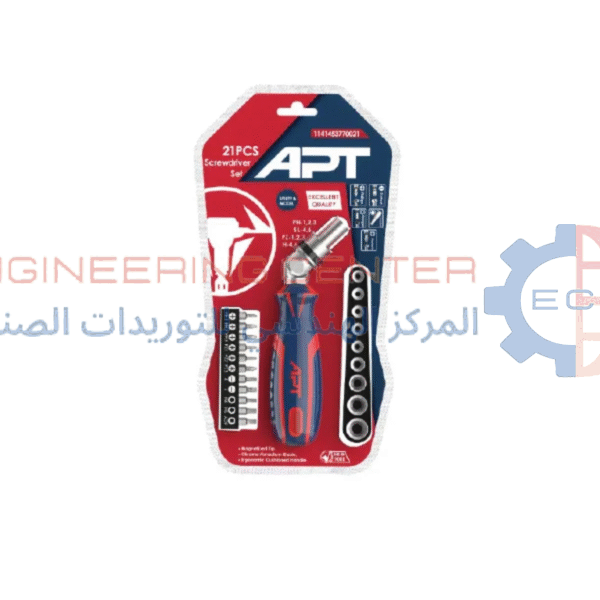 مفك سيستم2 لون سنون + لقم 21 قطعة APT