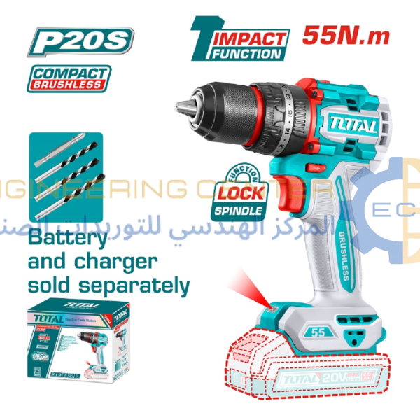 شنيور بطارية عادة دقاق 20 فولت 55نيوتن موديل TiDLi205581 توتال