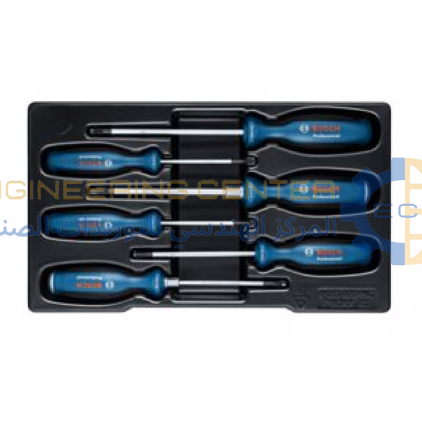 طقم مفكات 6 ق (SL3.5×75 - SL6.5×125) - (PH1×100 - PZ2×125) - (TX15×75 - TX20×100) بوش ازرق Professional