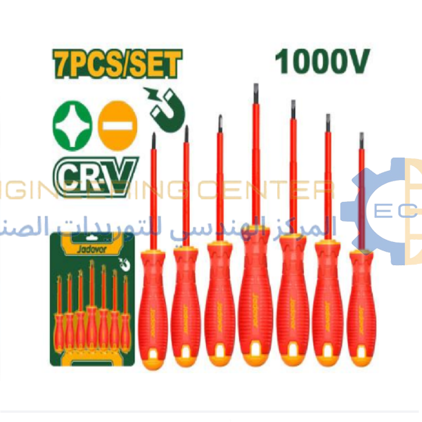 طقم مفكات معزول مغناطيسي 7 قطع V1000 يد كاوتش JADEVER JDSS7407