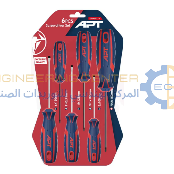 طقم مفكات 2 لون 6 قطع عادة وصليبة APT AH145077-6